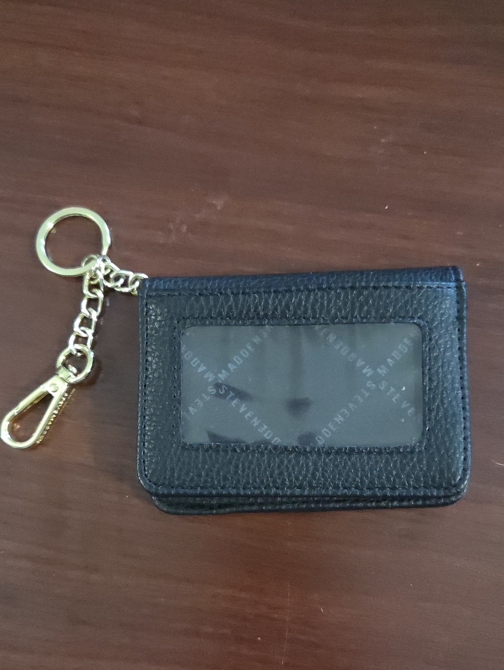 Steve Madden Black Card Holder Keychain Wallet